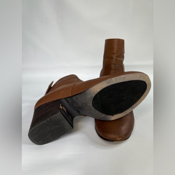 EILEEN FISHER Harris Vero Cuoio LEATHER Ankle Bootie Whiskey Zip Closure Size 9 - Picture 8 of 16